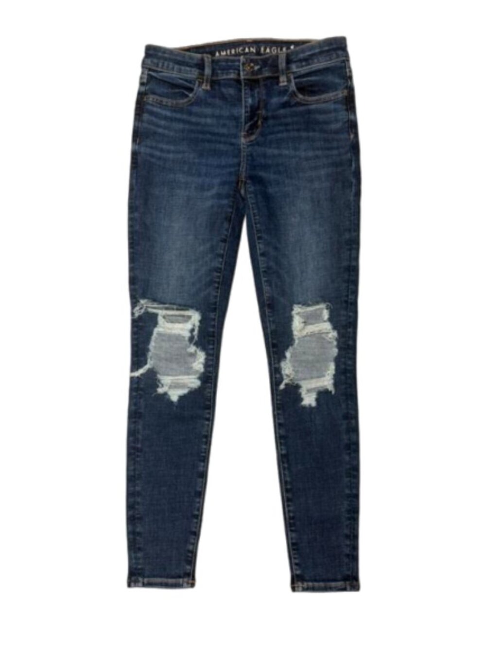 American Eagle Dark Blue Ripped Knees Jegging Jeans Size 2 Short #2645